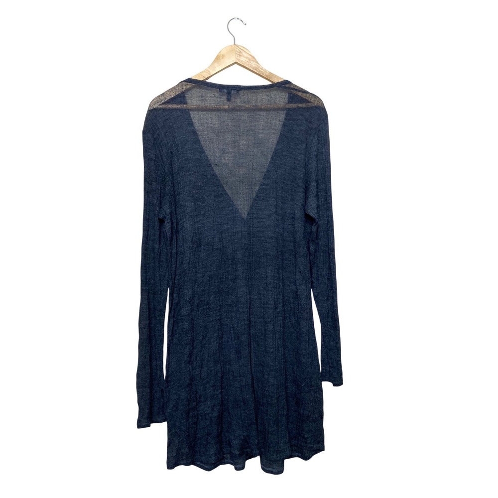 Eileen Fisher Navy Blue Sheer Knit Longline V-Neck‎ Cardigan Sweater XL - Picture 4 of 4
